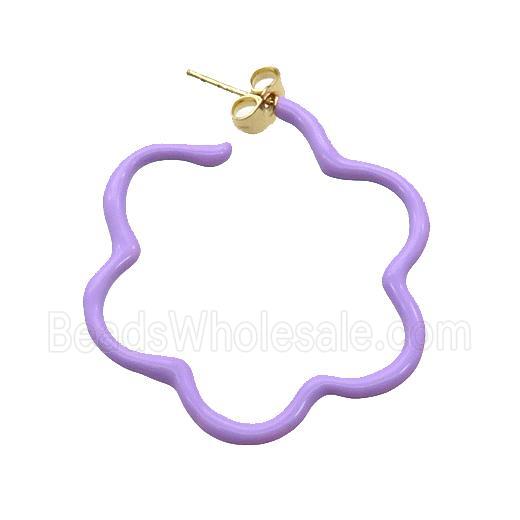 Copper Stud Earring Lavender Lacquered Gold Plated