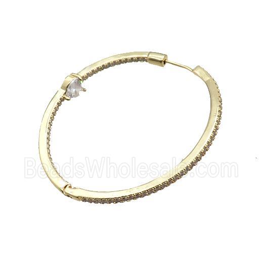 Copper Hoop Earring Pave Zircon Gold Plated