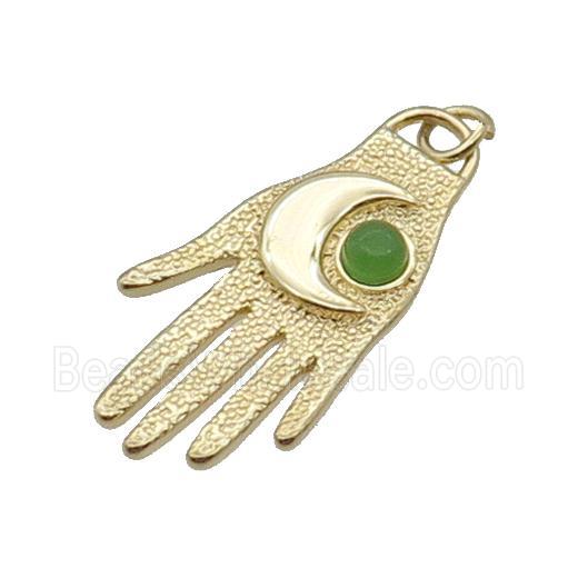 Copper Hand Charm Pendant Moon Gold Plated