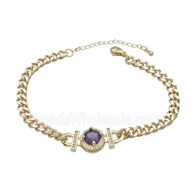 Copper Bracelet Pave Purple Crystal Gold Plated
