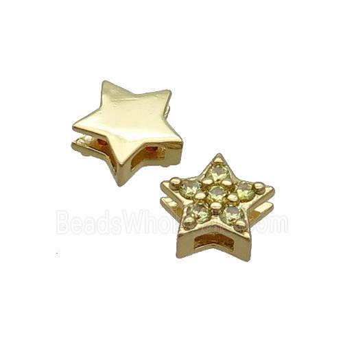 Copper Star Beads Pave Zircon Gold Plated