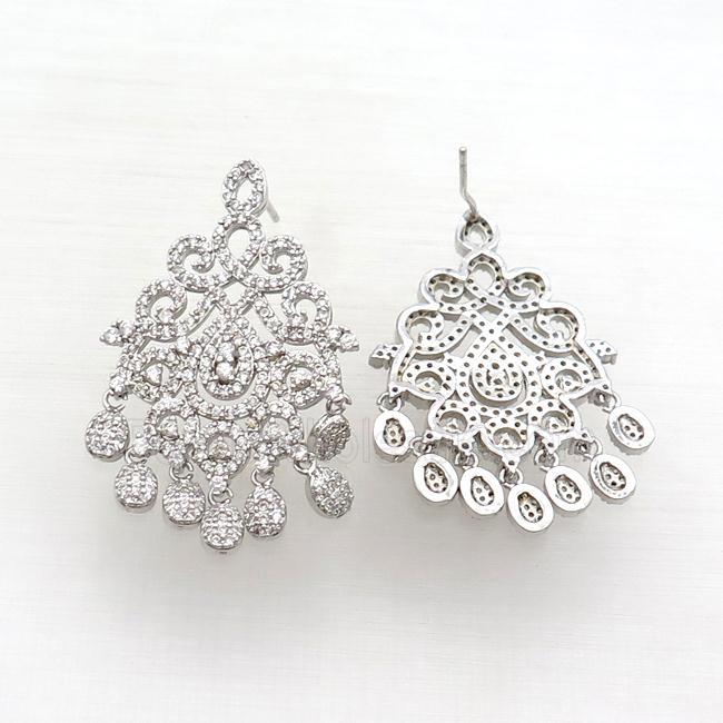 Copper Stud Earring Pave Zircon Platinum Plated