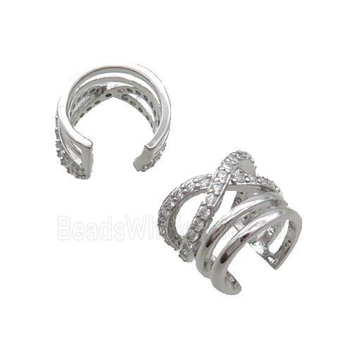 Copper Clip Earring Pave Zircon Platinium Plated