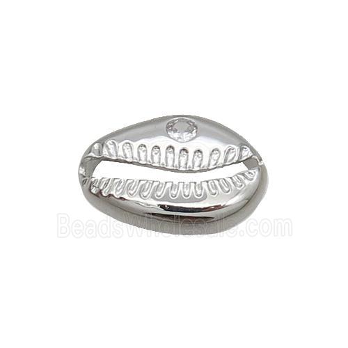 Copper Conch Connector Pave Zircon Platinum Plated