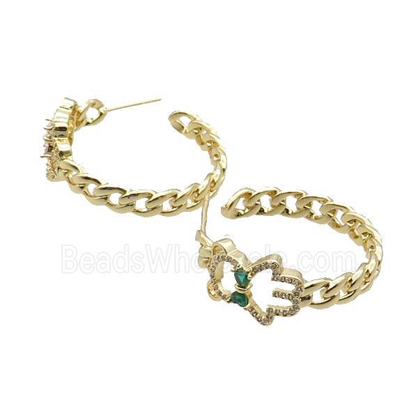 Copper Stud Earring Pave Zircon Gold Plated