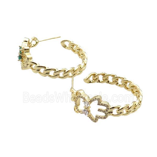 Copper Stud Earring Pave Zircon Gold Plated