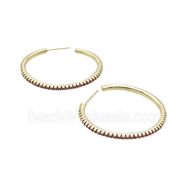 Copper Stud Earring Pave Zircon Circle Gold Plated