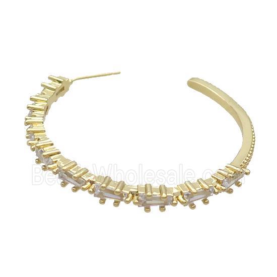 Copper Stud Earring Pave Zircon Gold Plated