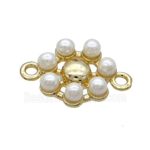 Copper Pendant Pave Pearlized Glass Flower Gold Plated