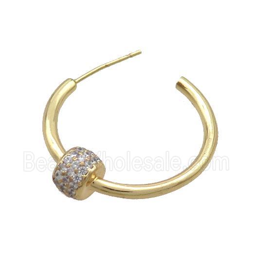 Copper Stud Earring Pave Zircon Gold Plated