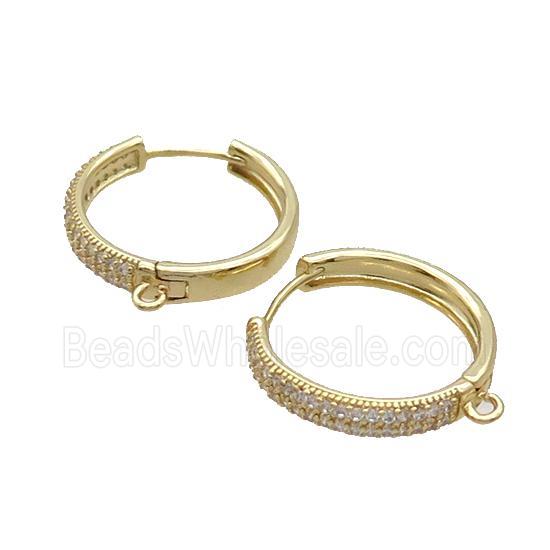 Copper Hoop Earring Pave Zircon Gold Plated
