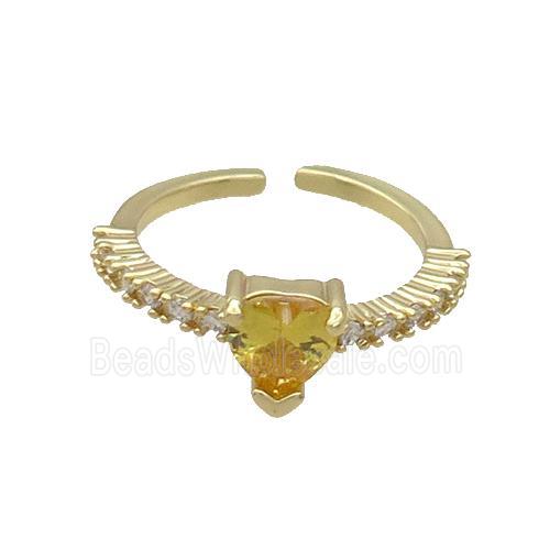 Copper Rings Pave Yellow Zircon Gold Plated