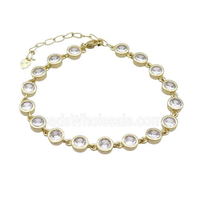 Copper Bracelets Pave Zircon Circle Gold Plated
