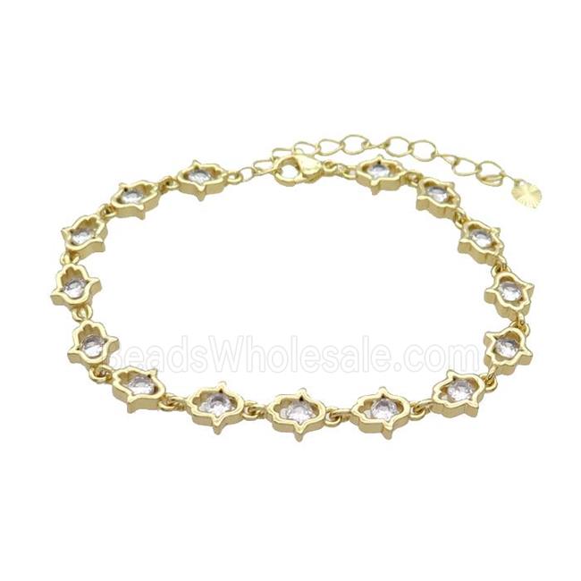 Copper Bracelets Pave Zircon Hand Gold Plated