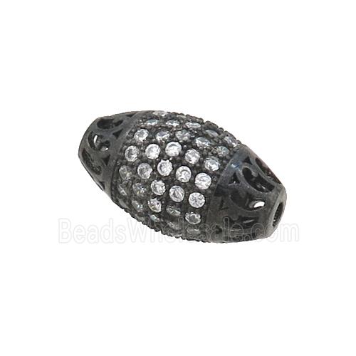 Copper Rice Beads Pave Zircon Black Plated