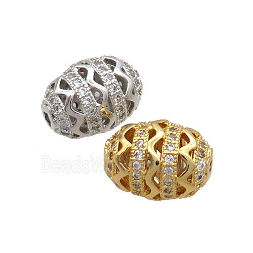 Copper Barrel Beads Pave Zircon Mixed