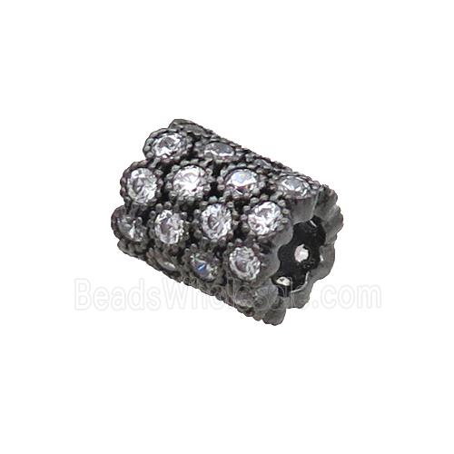 Copper Tube Beads Pave Zircon Large Hole Black Plated