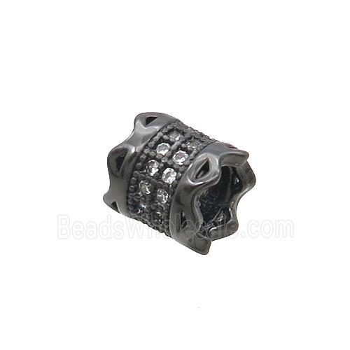 Copper Tube Beads Pave Zircon Large Hole Black Plated