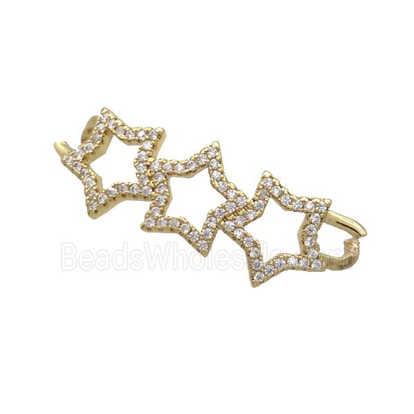 Copper Star Link Connector Pave Zircon Gold Plated