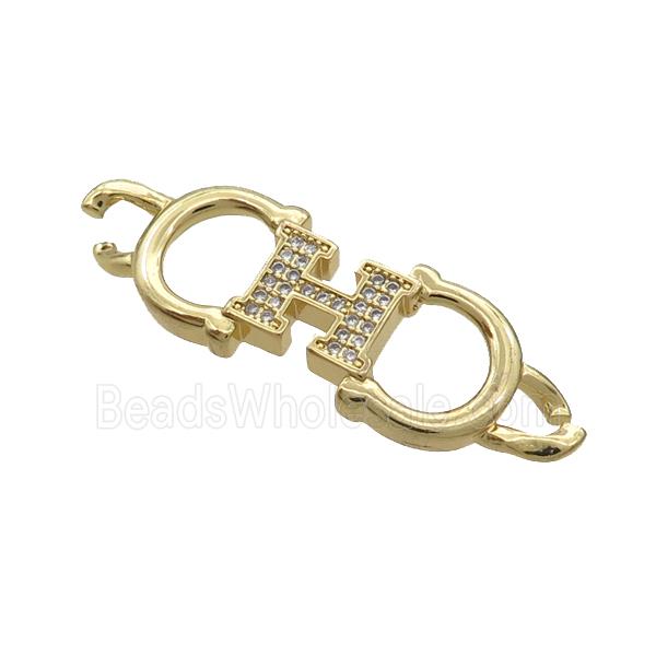 Copper Connector Pave Zircon Gold Plated