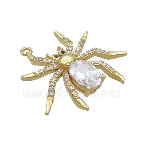 Copper Spider Charms Pendant Pave Zircon Crystal Glass Gold Plated
