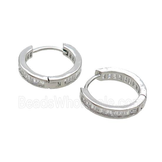 Copper Hoop Earring Pave Zircon Platinum Plated