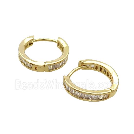 Copper Hoop Earring Pave Zircon Gold Plated