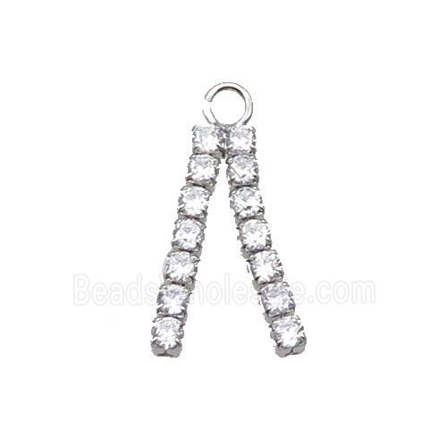Copper Strap Pendant Pave Crystal Glass Platinum Plated