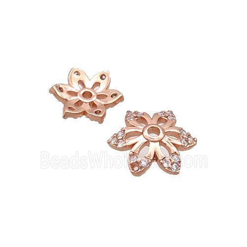Copper Beadcaps Pave Zircon Rose Gold