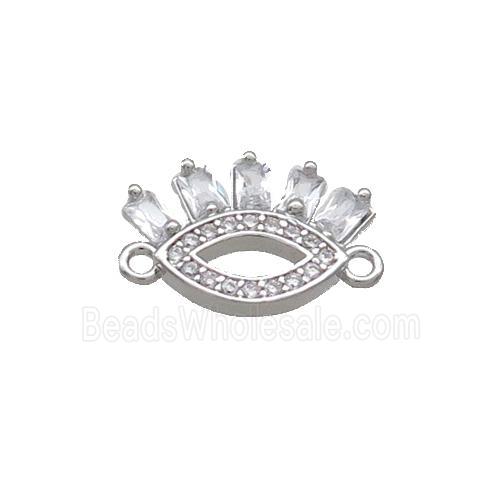 Copper Eye Connector Pave Zircon Platinum Plated