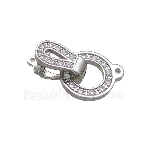 Copper Clasp Pave Zircon Platinum Plated