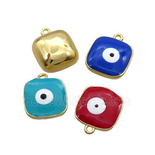 Copper Square Pendant Enamel Evil Eye Gold Plated Mixed