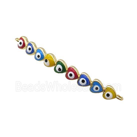 Copper Heart Link Connector Multicolor Enamel Evil Eye Stick Gold Plated