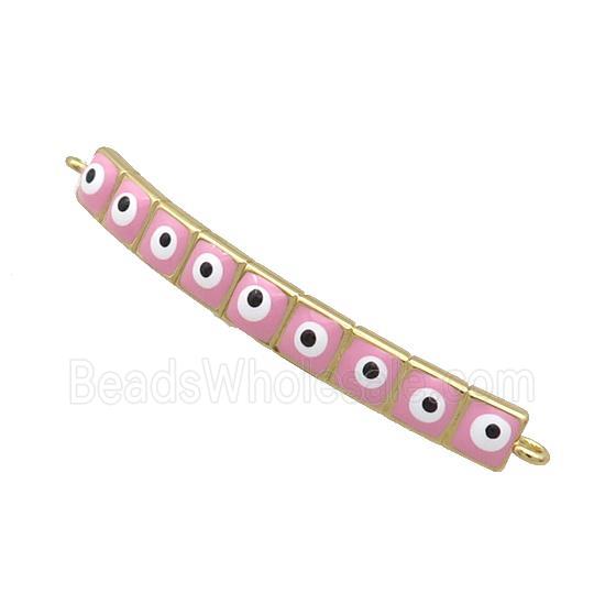 Copper Link Connector Pink Enamel Evil Eye Stick Gold Plated
