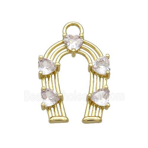 Copper HorseShoe Pendant Pave Crystal Glass Gold Plated