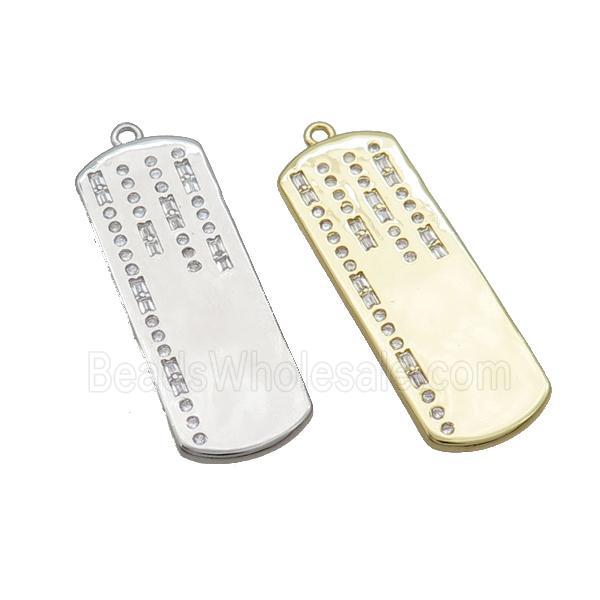 Copper Rectangle Pendant Pave Zircon Mixed