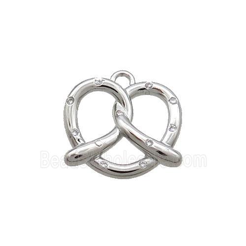 Copper Heart pendant Pave Zircon Platinum Plated