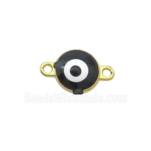 Copper Evil Eye Connector Black Enamel Gold Plated