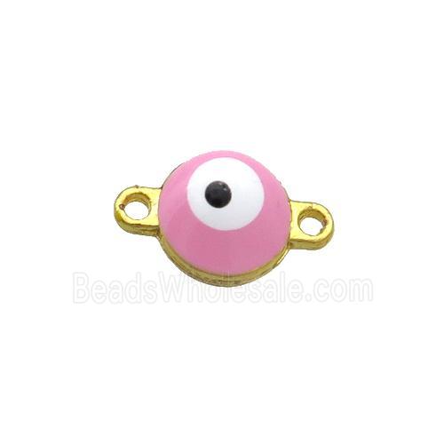 Copper Evil Eye Connector Pink Enamel Gold Plated