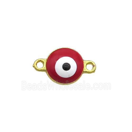 Copper Evil Eye Connector Red Enamel Gold Plated