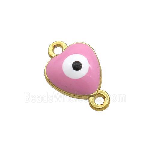 Copper Heart Evil Eye Connector Pink Enamel Gold Plated