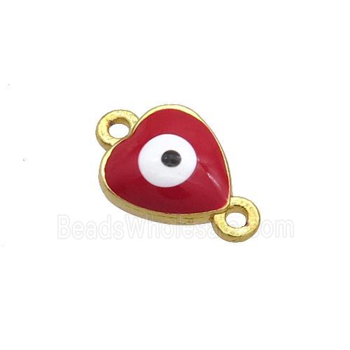 Copper Heart Evil Eye Connector Red Enamel Gold Plated