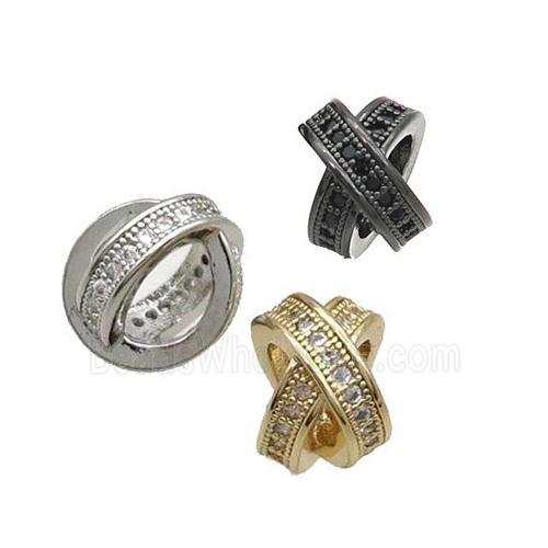 Copper X Beads Pave Zircon Double Circle Mixed
