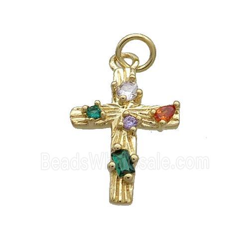Copper Cross Pendant Pave Zircon Gold Plated