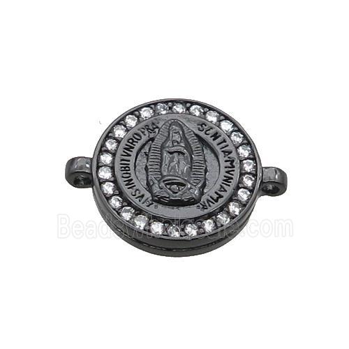 Copper Circle Connector Pave Zircon Virgin Mary Black Plated