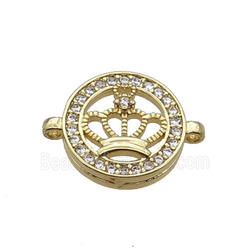 Copper Crown Connector Pave Zircon Circle Gold Plated