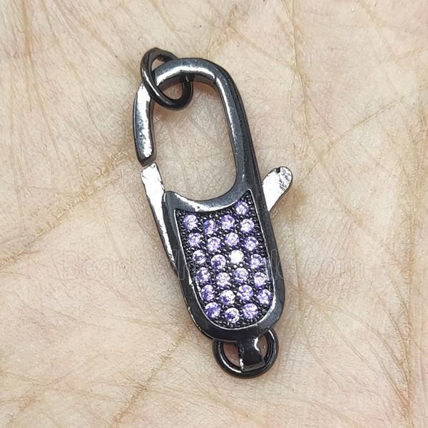 Copper Lobster Clasp Pave Purple Zircon Black Plated