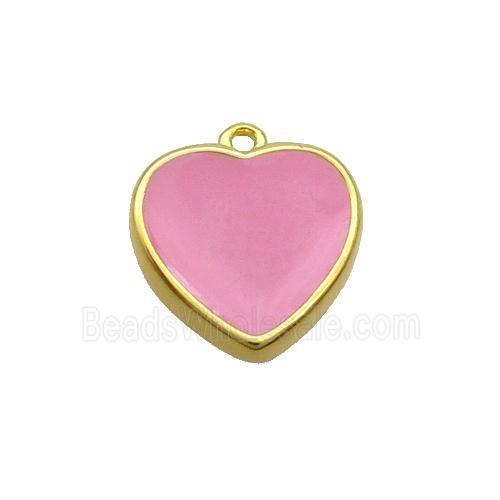 Copper Heart Pendant Pink Enamel Gold Plated