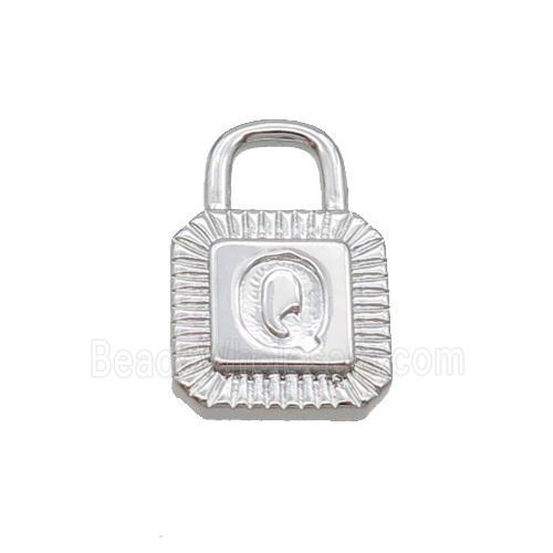 Copper Lock Pendant Q-Letter Platinum Plated