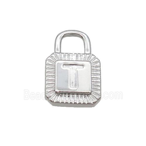 Copper Lock Pendant T-Letter Platinum Plated